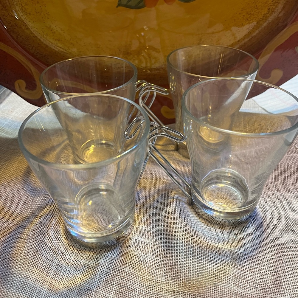 Vintage Vitrosax Italian Bormioli Espresso Glass Coffee Mug Set of 4